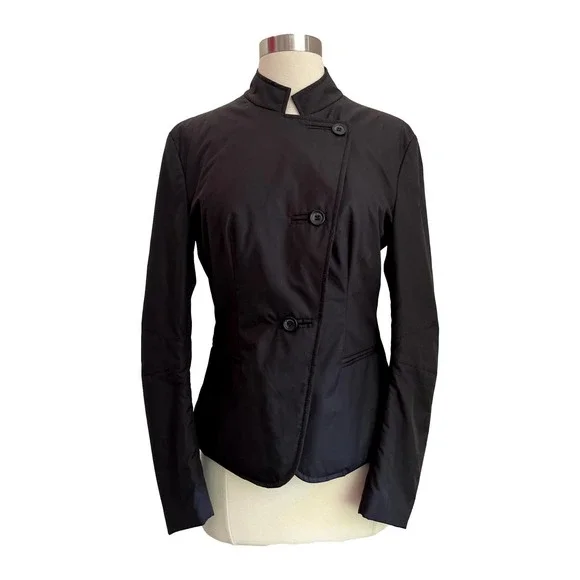 Armani Collezioni Black Asymmetric Close Blazer Jacket Italian Size 40 US 4 EUC - Picture 9 of 9